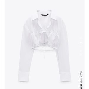 Zara white -crop Poplin shirt